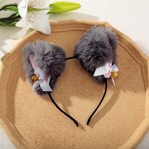 Cosplay毛绒猫耳朵头带带铃铛