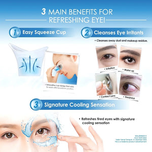 Rohto cooling eye wash with the Easy Squeeze-Up  eyewash cup