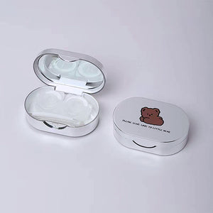 Trendy Reflective Storage Lens case with teddy bear design