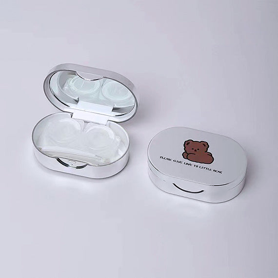 Trendy Reflective Storage Lens case with teddy bear design