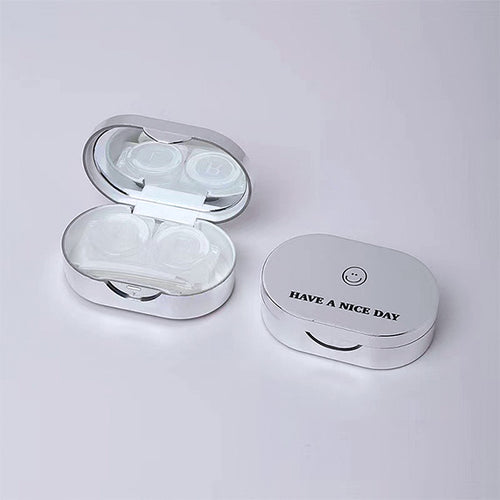 Trendy Reflective Silver Mirror Contacts Lens Storage Case