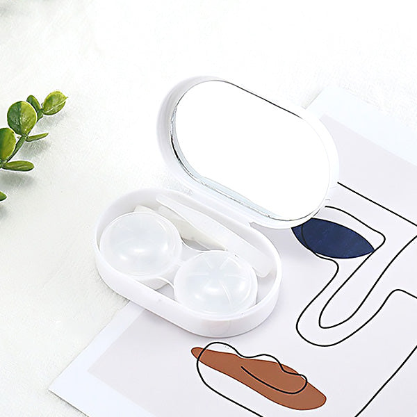 white compact travel contact lens case