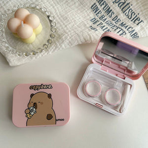 contact lens travel case with mirror