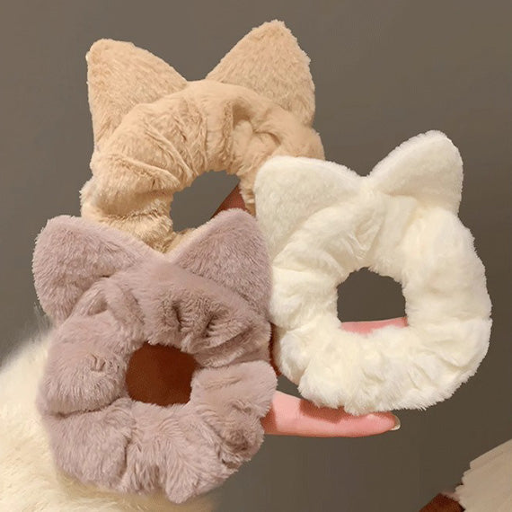 cute furry hair band with cat plush design