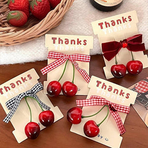 coquette cherry hair clips