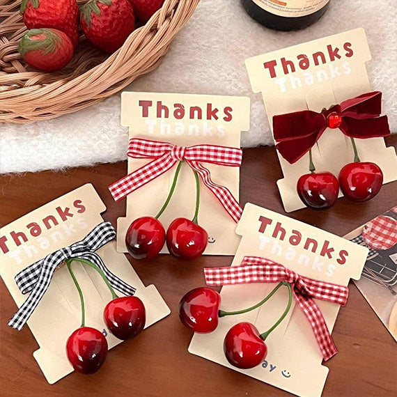 coquette cherry hair clips