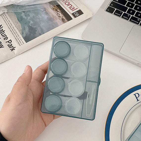 Stylish blue contact lens storage case for travel and daily use