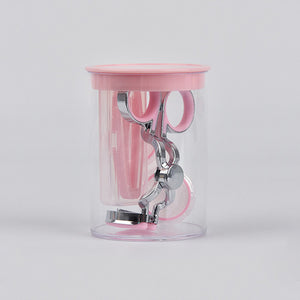 pink contact lens eyelid stretcher tool made of silicone, designed to assist with lens insertion and eyelid opening.