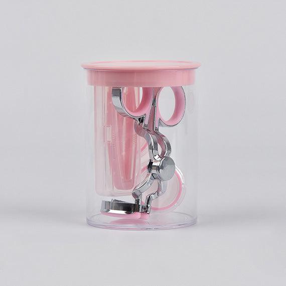 pink contact lens eyelid stretcher tool made of silicone, designed to assist with lens insertion and eyelid opening.