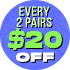 $20 off every 2 pairs you buy