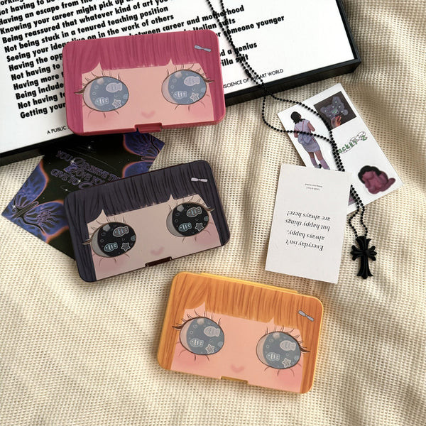 Anime-inspired contact lens case for storing multiple pairs of lenses