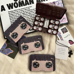 Travel-friendly brown anime inspired contact lens storage case for contact lenses
