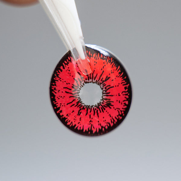 Princess Pinky Dolly Plus Red Mini Sclera Pro lenses with minimized pupil for maximum color coverage