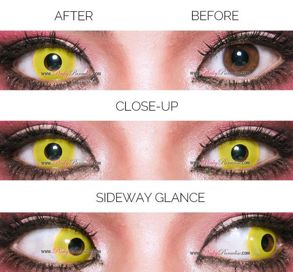 Princess pinky cosplay yellow contact Lenses close up
