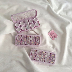Pastel pink animal contact lens case for 4 pairs of contact lenses