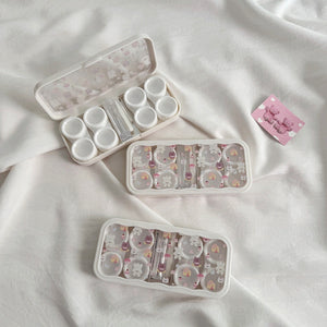 Portable contact lens accessory kit with mirror in white