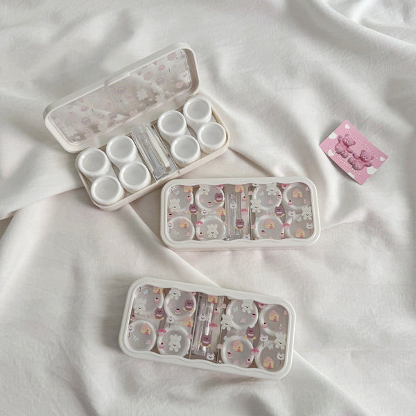 Portable contact lens accessory kit with mirror in white