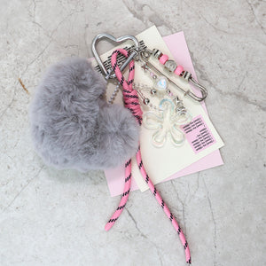 Grey furry keychain