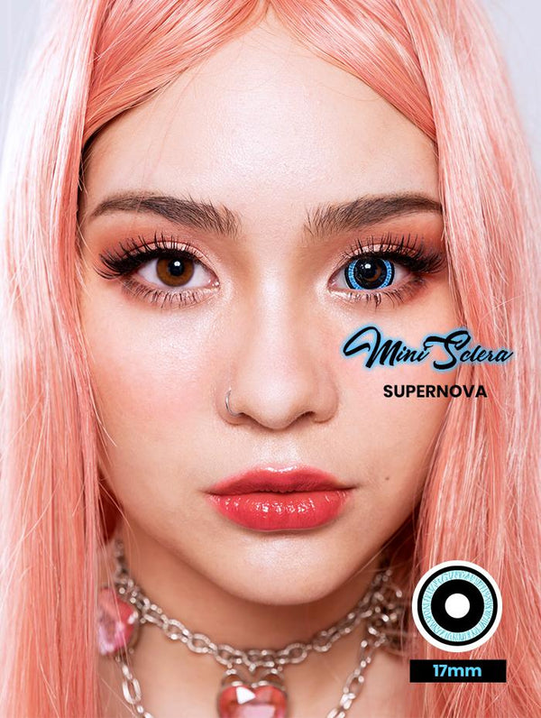 Princess Pinky Supernova Mini Sclera on model eyes