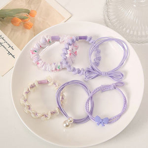 6-Pack lilac purple flower hair accessories for girls 