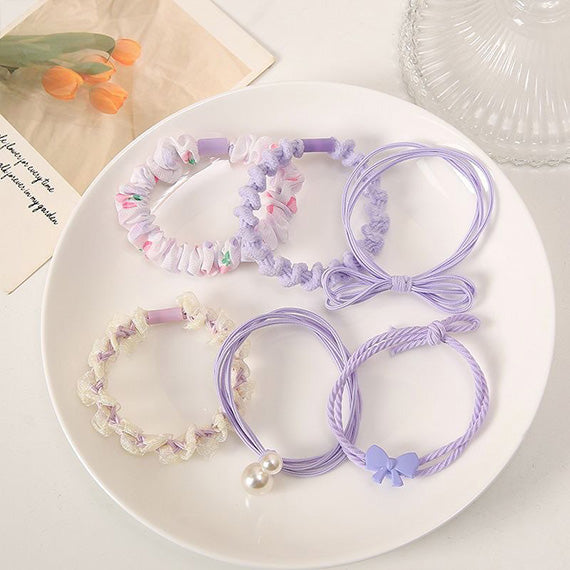 6-Pack lilac purple flower hair accessories for girls 