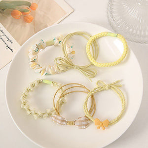 soft fabric and yellow floral design hair tie set for hair women
