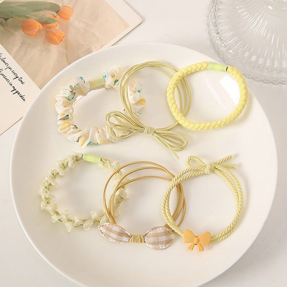 soft fabric and yellow floral design hair tie set for hair women