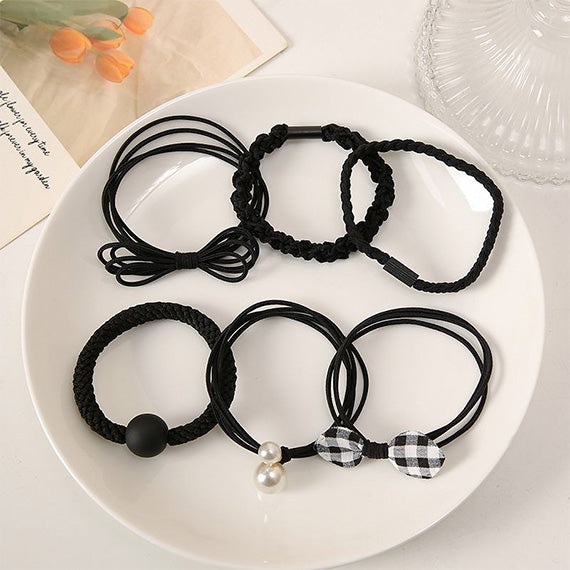 black gingham scrunchie hair tie set of 6