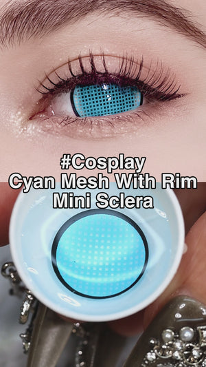 Princess Pinky Cyan Mesh With Rim Mini Sclera