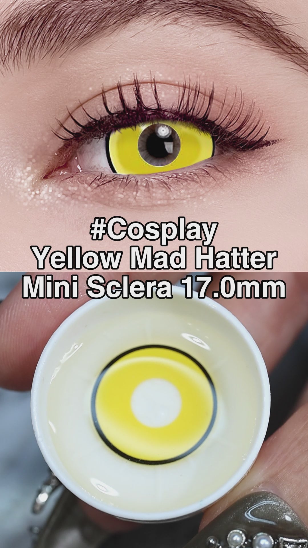 Princess Pinky Yellow Mad Hatter Mini Sclera Contact Lenses