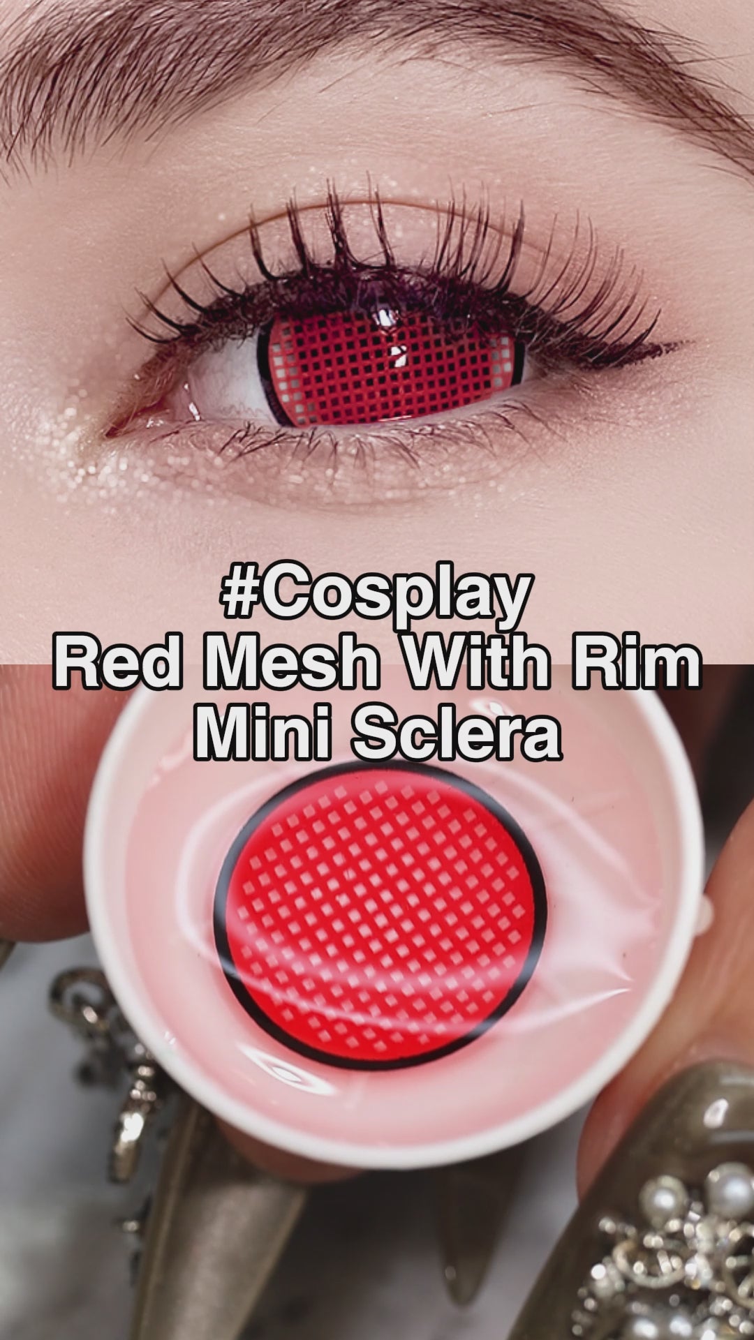 Princess Pinky Red Mesh With Rim Mini Sclera Contact Lenses