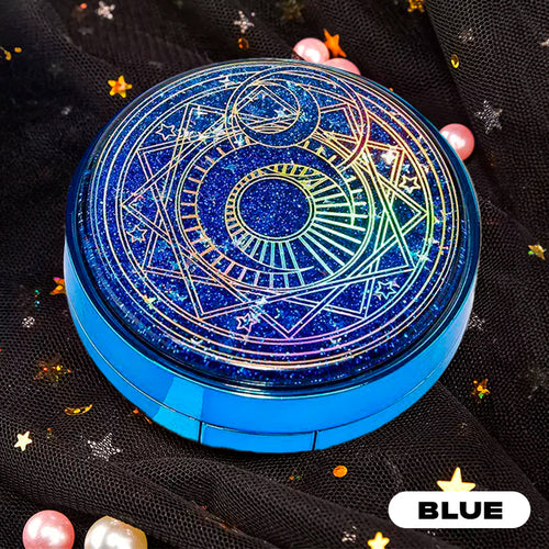 Quicksand glitter travel lens case in blue