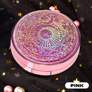 Quicksand glitter travel lens case in pink
