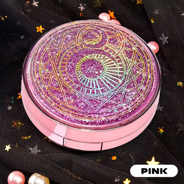 Quicksand glitter travel lens case in pink