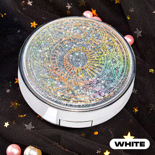 Quicksand glitter travel lens case in silver