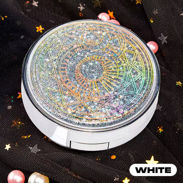 Quicksand glitter travel lens case in silver