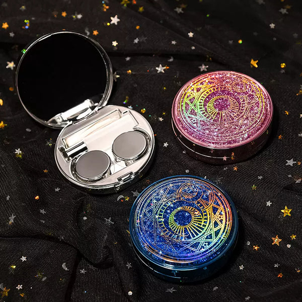 Quicksand glitter travel lens case with 3 shades
