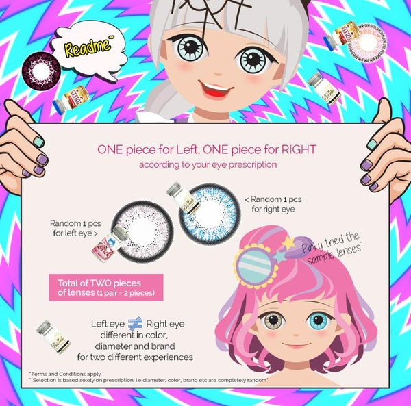 Crazy random lenses with one piece for left and one piece for the right eyes