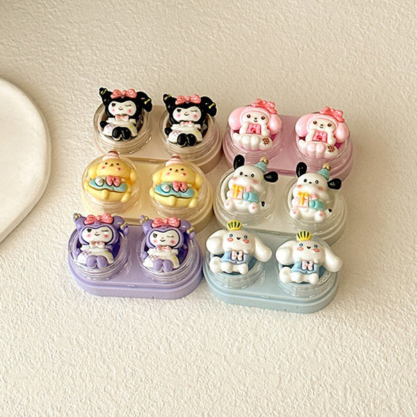 Mini contact lens case with built-in storage compartment