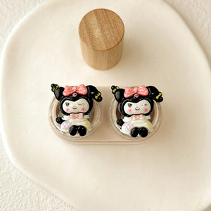 Sanrio kuromi contact lens case in beige for colored contacts