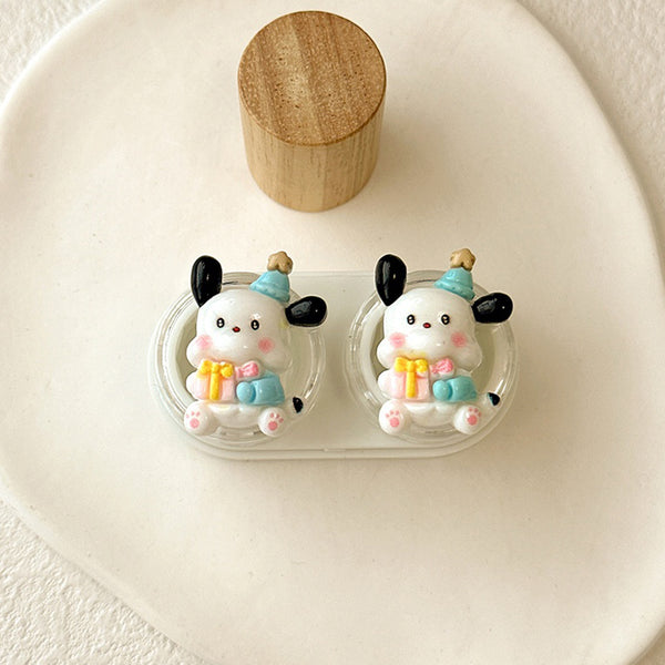 sanrio pochacco contact lens case in white