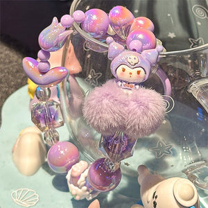 Iridescent Sanrio purple kuromi charm Charm Phone Wrist Strap, highlighting its shimmering design and kawaii aesthetic