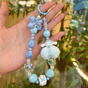 sanrio purple kuromi Beaded Charm Mobile Phone Wrist Strap