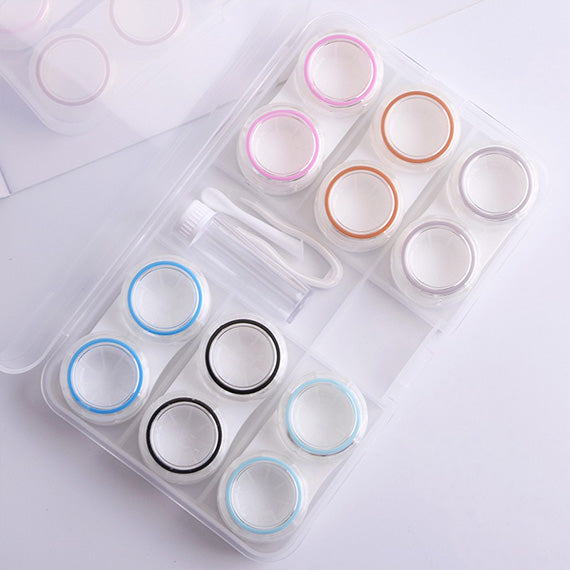 Easy-access flip-top lid on clear contact lens storage case