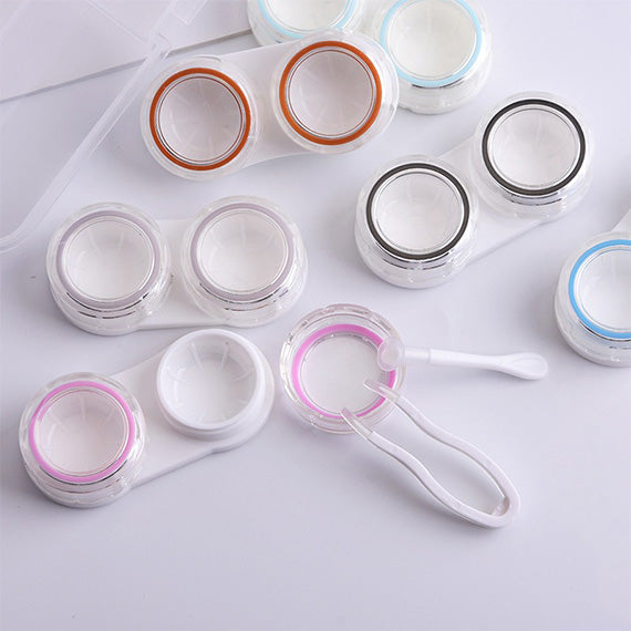 colorful clear contact lens case with lens applicator and remover  
