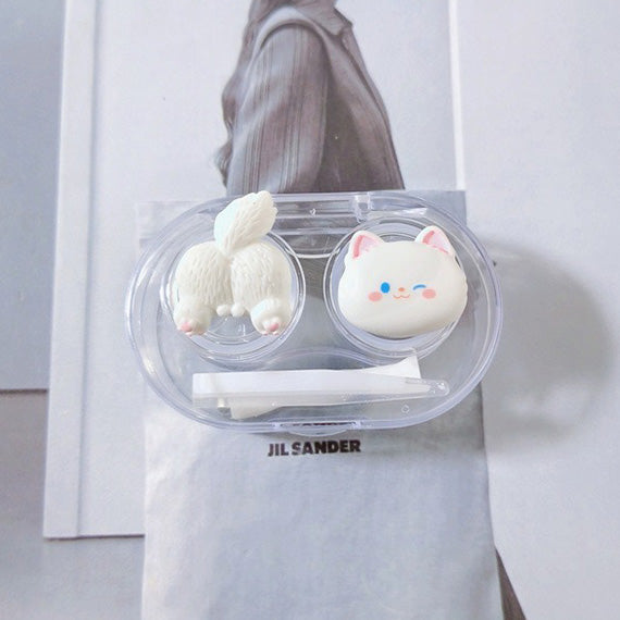 white cat travel lens case