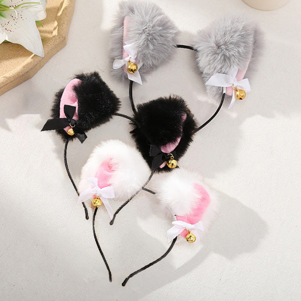 Cosplay furry cat ear headband with bell