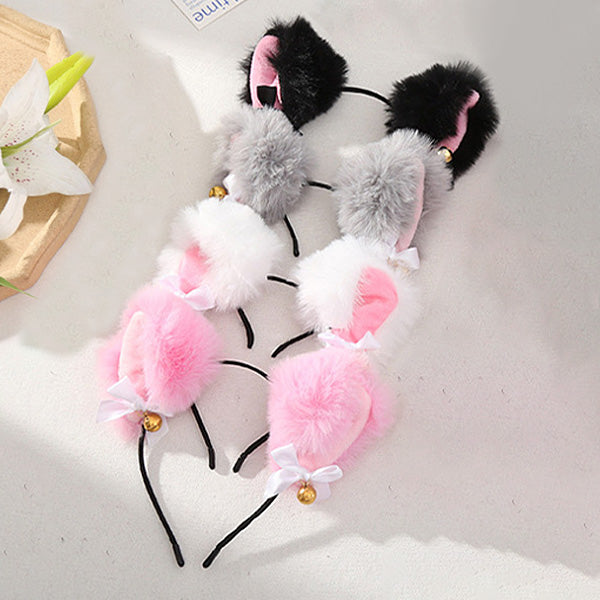 Cosplay furry cat ear headband with bell in 4 colors