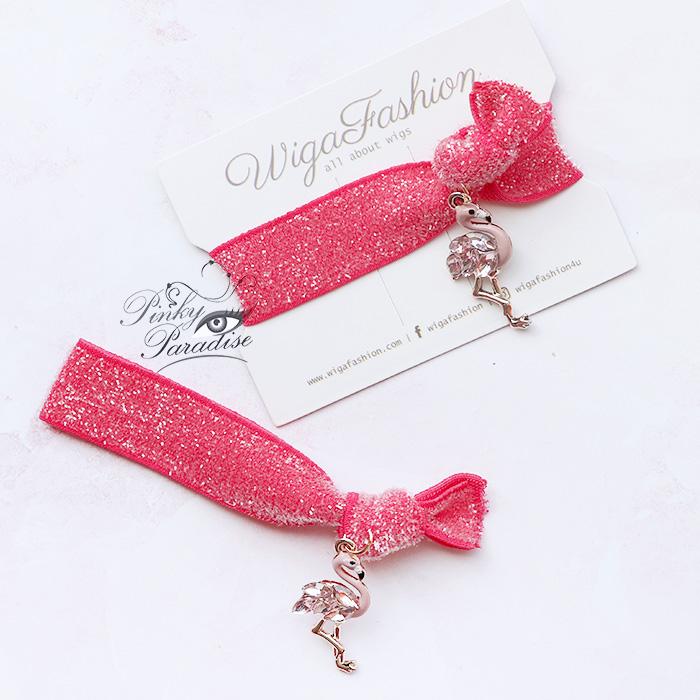 Hot Pink Flamingo Charm Hair Tie