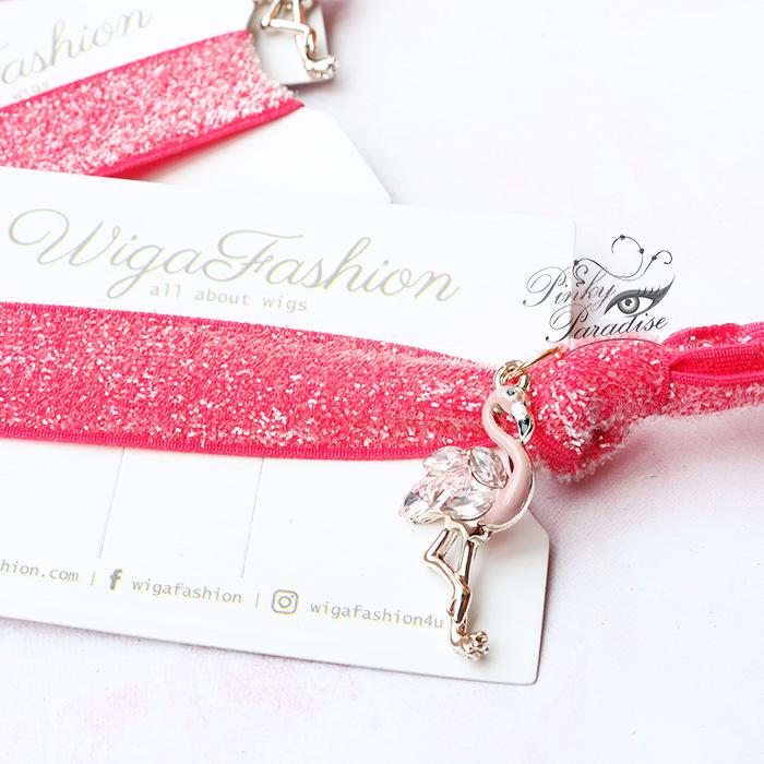 Hot Pink Flamingo Charm Hair Tie